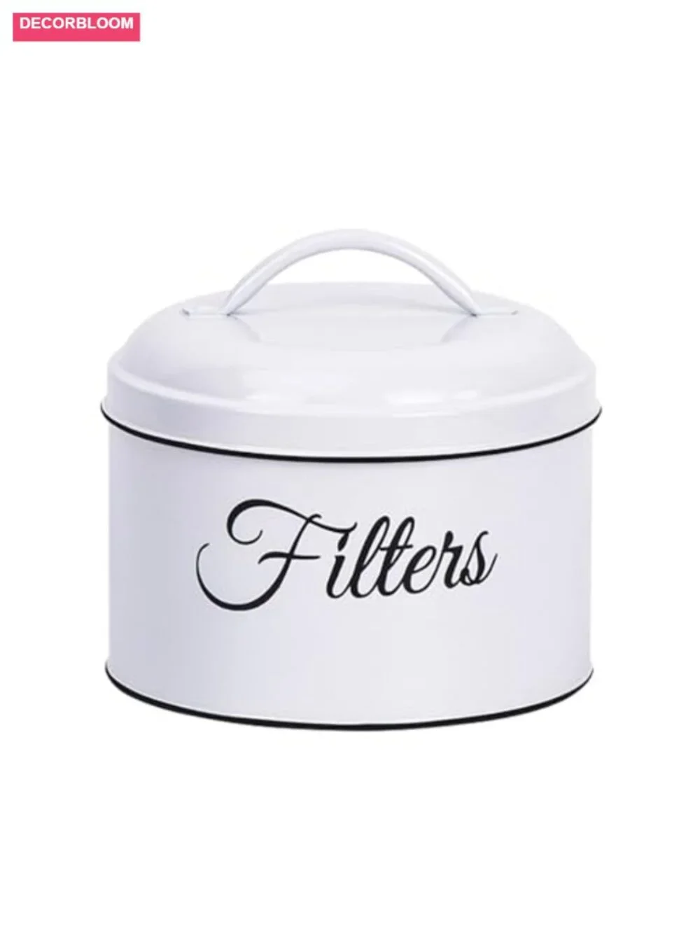 Rustic Galvanized Steel Coffee Filter Holder with Lid, Large Capacity Storage